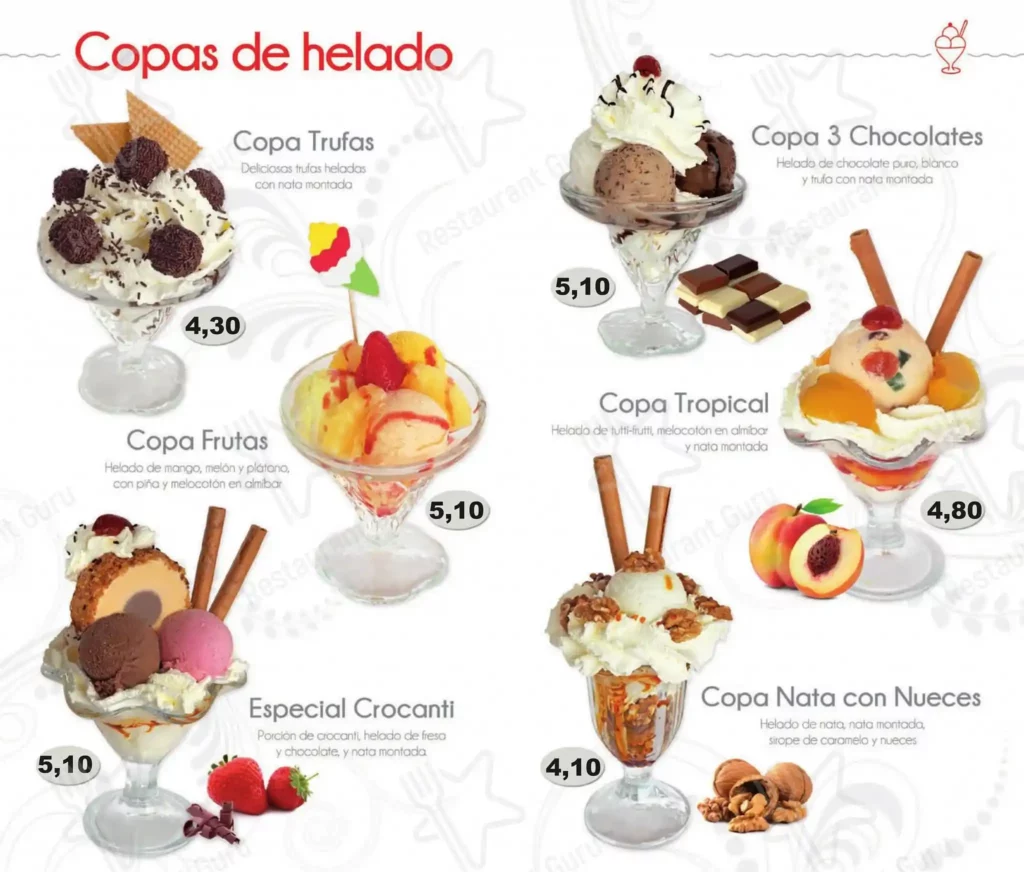 Heladeria Jijona Barras Heladas Precios del Menú