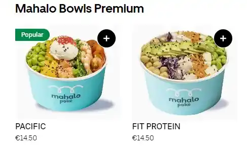 Mahalo Poke Mahalo Bowls Premium Precio de Menú