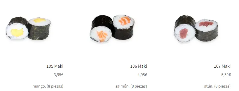 Menú My Sushi Maki