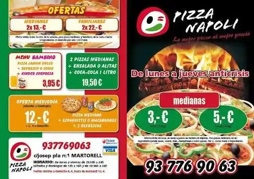 Menú Pizza Napoli Novedades