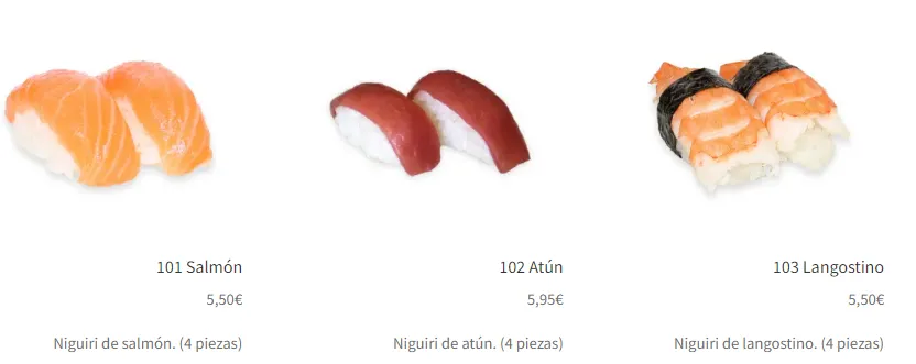 My Sushi Nigiri Menú Precios