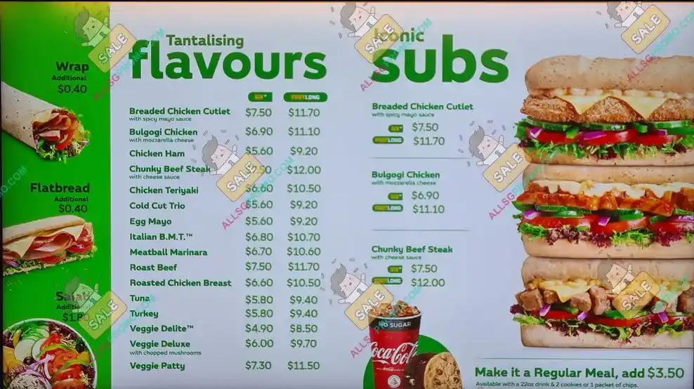 Subway Productos Veganos Precio de Menú