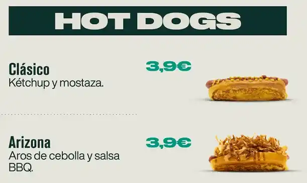 TGB HOT DOGS Menú Con Precios