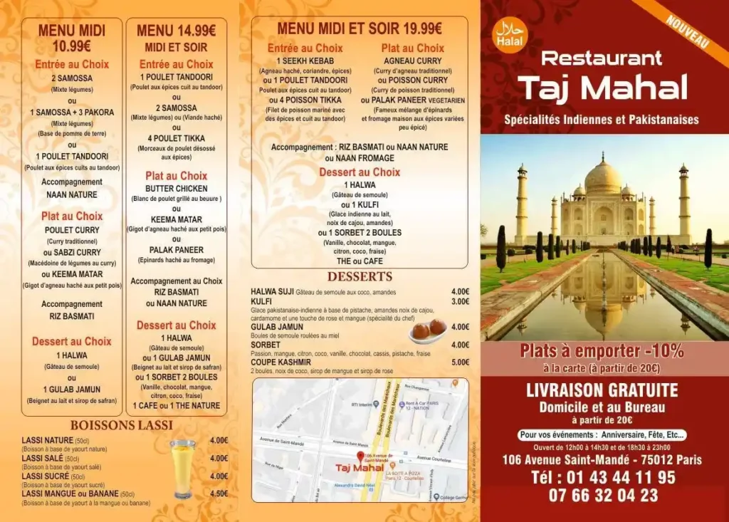 Taj Mahal Patatas Menú Y Precios