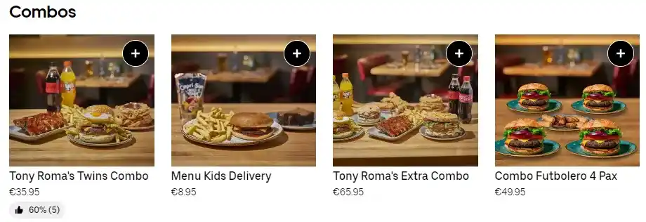 Tony Roma’s Combos Precios del Menú