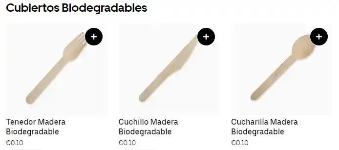 Tony Roma’s Cubiertos Biodegradables Precio de Menú
