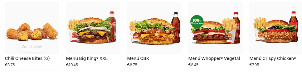 Burger King Featured items Menús