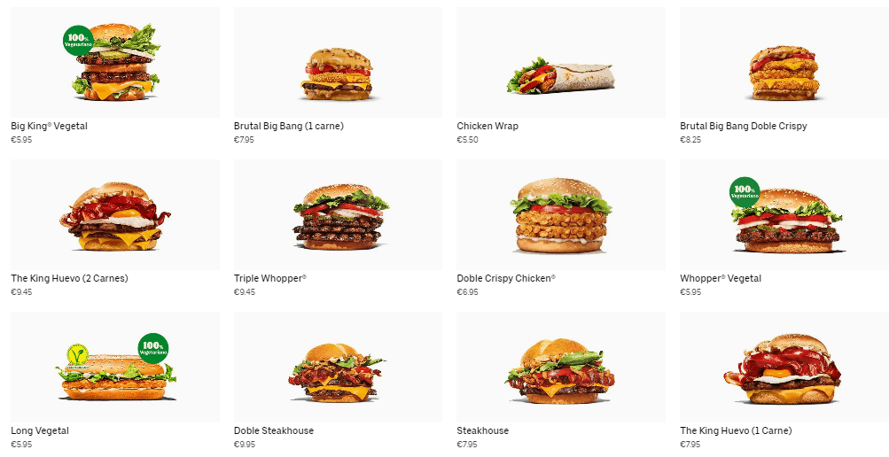 Burger King Hamburguesas Menús