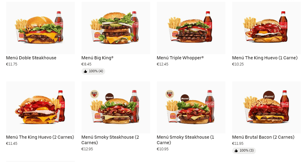 Burger King Menú Parrilla Precio