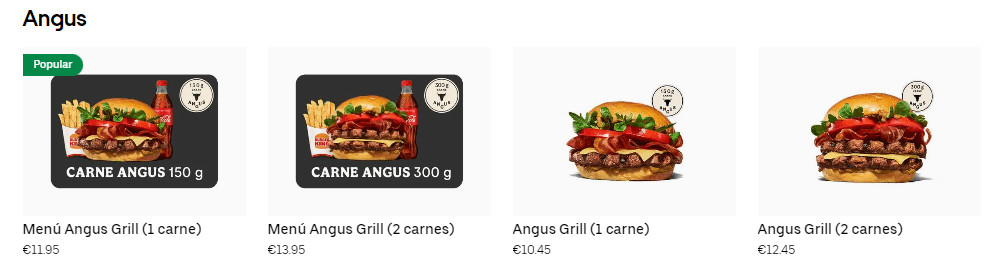Menú Burger King Angus