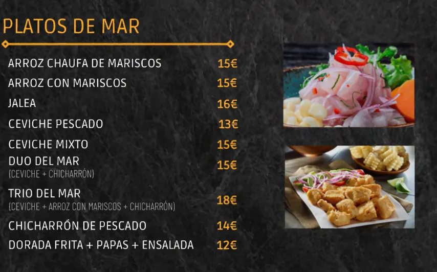 Habla Causa Platos Del Mar Menú Precios